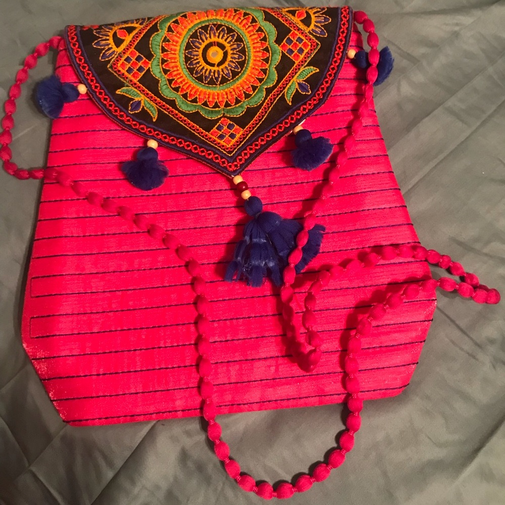 Purse from india with handwork and mirror work.
